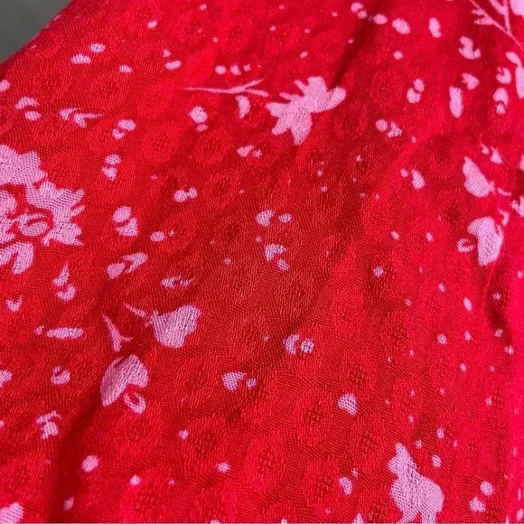 Free People Red Floral Tess Mini Dress peasant velvet Size Small‎ $128 Valentine - Picture 7 of 11